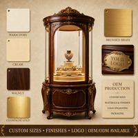Vitrine à bijoux vintage verticale avec éclairage LED pour musée, magasin de détail et bijouterie