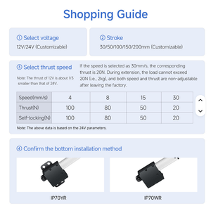 Actionneur linéaire compact Hoodland 12V DC, course 100-200mm, charge 100N, <span class=keywords><strong>moteur</strong></span> à balais, pour appareils électroménagers, cadres de 19mm, armoires et fenêtres - Product Image 5