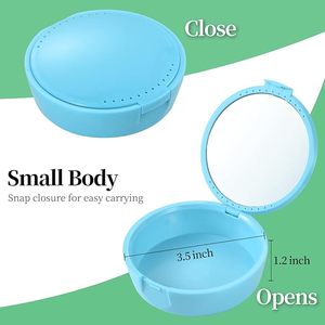 Boîtier de retenue <span class=keywords><strong>dentaire</strong></span> orthodontique Conteneur de protège-dents en plastique pour boîte de retenue équipée d'un miroir à fausses dents - Product Image 2