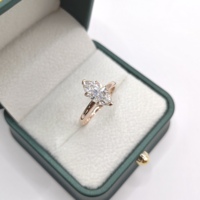 Bague en or rose 14 carats avec moissanite taille marquise 2,0 ct, sertie de griffes, classique, 6,0x12,0 mm, taille US 6.50, pour mariages