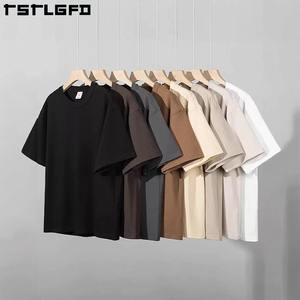 T-Shirt in cotone 250GSM Cropped Boxy personalizzato con logo in bianco T-Shirt da <span class=keywords><strong>uomo</strong></span> Unisex con stampa da <span class=keywords><strong>uomo</strong></span> T-Shirt oversize da <span class=keywords><strong>uomo</strong></span> - Product Image 1