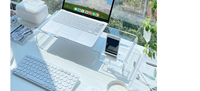 Support de bureau transparent en acrylique pour écran d'ordinateur, support de rangement pour ordinateur portable et téléphone portable