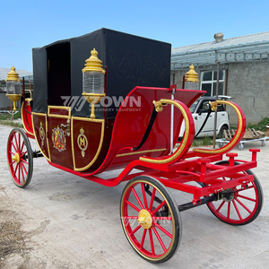 Charrette de tourisme électrique rétro, vente directe d'usine, charrette rouge avec auvent noir - Product Image 5