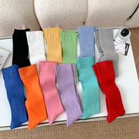 Chaussettes mi-mollet en tricot uni, douces, respirantes et décontractées pour femmes, vente en gros