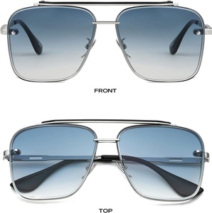 Nuevas Gafas de Sol Grandes sin Marco, de Aviador, Modernas, Metálicas, con Logotipo Personalizado, Lentes Degradadas, para Hombre y Mujer - Product Image 3