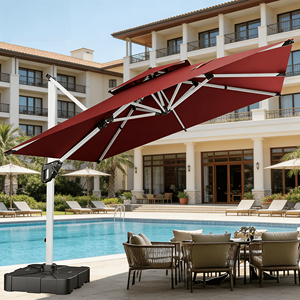 Sombrilla Doble Tipo Cantilever de 3x3 Metros con Logotipo Personalizado, para <span class=keywords><strong>Patio</strong></span>, Piscina, Jardín, de Aluminio con Base - Product Image 3