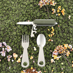 Portable Design classique multi-outil <span class=keywords><strong>couteau</strong></span> <span class=keywords><strong>fourchette</strong></span> <span class=keywords><strong>cuillère</strong></span> couverts ensemble maison voyage en plein air randonnée Camping acier inoxydable stocké - Product Image 2