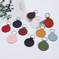 Porte-clés rond en cuir PU, porte-clés en cuir, badge, médaille, pièce commémorative, housse de protection, pendentif, logo personnalisable