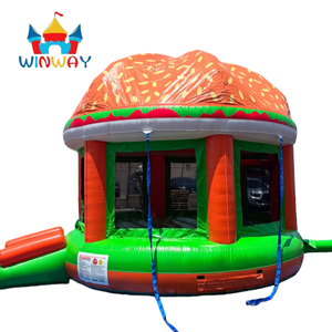 Château gonflable en forme de hamburger commercial, aire de jeux pour enfants en plein air et en intérieur, château gonflable pour les fêtes sur le thème de la restauration rapide - Product Image 3