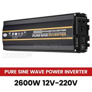 Inversor de Onda Sinusoidal Pura de 12V a 220V, Convertidor de Energía para Auto, Cargador Solar Dual USB con Pantalla LED para Hogar, Exteriores y Auto - Product Image 1