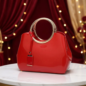 Sacs à main et pochettes de luxe en cuir PU brillant pour femmes 2026 avec poignée ronde, sacs à bandoulière et sacs travers en cuir pour dames avec fermeture éclair - Product Image 1