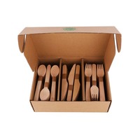 Ensemble de couverts jetables en bois 300 pièces (100 fourchettes, 100 cuillères, 100 couteaux) Ustensiles en bois biodégradables compostables écologiques