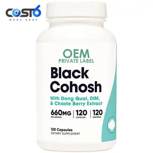 Kadın sağlığı ve menopoz desteği siyah Cohosh kök kapsülleri Don Quai DIM ve Chaste Berry özü kapsülleri ile 660mg
