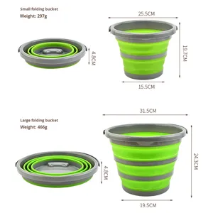 Seau pliable en PP vert portable <span class=keywords><strong>avec</strong></span> <span class=keywords><strong>brosse</strong></span> de <span class=keywords><strong>lavage</strong></span> pour <span class=keywords><strong>voiture</strong></span>, usage artistique, pêche en extérieur et ménage - Product Image 3