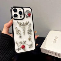 Coque de téléphone personnalisée en TPU pour iPhone 18 Pro Max, style gothique, crâne et rose, avec motif croix d'ange, pour femmes, compatible avec les modèles 17 et 16