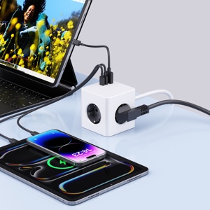 KC/CE Multi <b>Usb</b> Cube Socket Portable Travel 16A Socket Power Socket Power Strip EU 3 AC OUTLETS with 1 <b>USB</b> a 2 Type c PD20W - Product Image 2