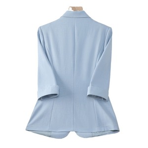 Women's Blazer Three Quarter Sleeve Lightweight Solid Color Breathable Summer Suit Jacket For Petite Women - Product Image 5