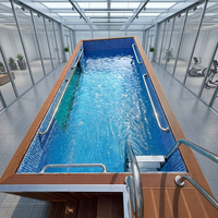 Outdoor Anpassbarer Luxus-Fertigbau-Schwimmbecken aus Schiffscontainern mit Acrylglas-Sichtfenster und integrierter Filteranlage