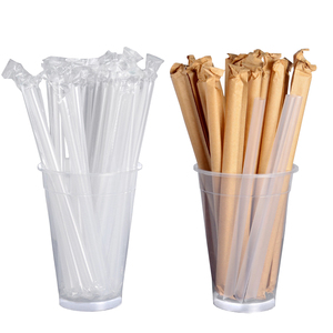 Clear Jumbo Smoothie Straws Plastic Straws Individually Wrapped Straight Straws Plastic 9mm