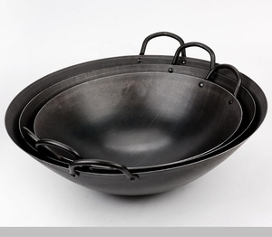 65cm Chinese Carbon Steel Non-Coated <strong>Wok</strong> for Gas &amp; Induction Cookers - Product Image 1