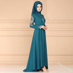 S-5XL nero RedLong huses Islamic Dress donna ricamo fiore musulmano Maxi abito donna Casual Dubai medio oriente arabo - Product Image 5