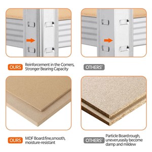 מדפי מתכת ללא ברגים, מדפי פלדה בעלי 5 קומות, מדפים מתכווננים בגובה, מדפי אחסון למטבח, מתקן תצוגה - Product Image 5