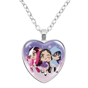 Collar <span class=keywords><strong>de</strong></span> Moda Kpop Demon Hunters Witch Hunting Group Time con Colgante <span class=keywords><strong>de</strong></span> Corazón <span class=keywords><strong>de</strong></span> Melocotón y Diamante, Cadena <span class=keywords><strong>de</strong></span> Bambú, Aleación <span class=keywords><strong>de</strong></span> Zinc para Compromiso - Product Image 2