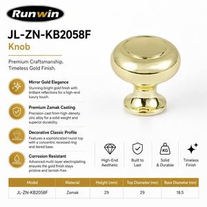 OEM-Fabrik Luxuriöser Hellgoldener Zinklegierungs-Rundknopf Einfache Installation Griff für Schränke Kleiderschrank Kommode Schlafzimmer Badezimmer - Product Image 5