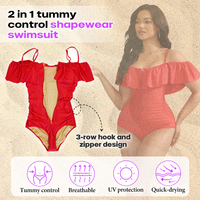 Maillot de bain sculptant ajustable à volants couleur unie, séchage rapide, pour femme