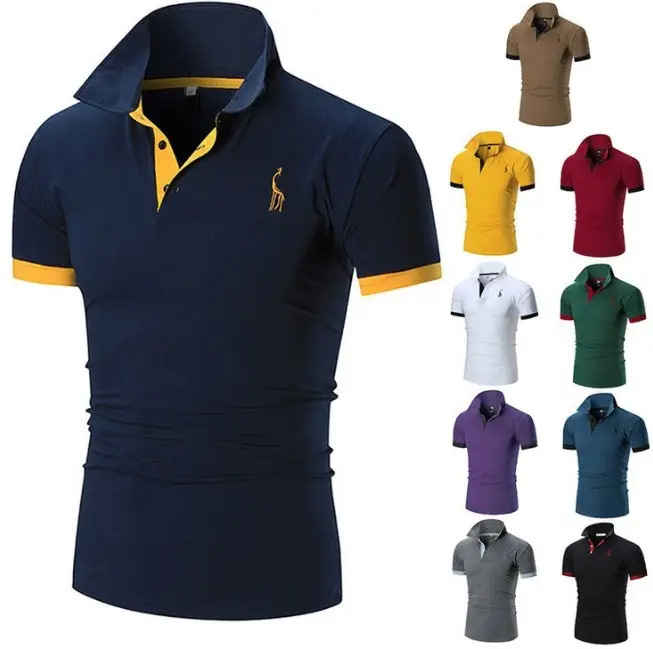 Custom Design Logo Button Lapel Casual Fashion Plus Size Men's Embroidered Polo Shirt