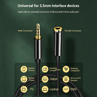 3,5mm Stereo-Klinkenstecker auf Buchse AUX-Audiokabel PVC-Ummantelung Geflochtene Abschirmung Kopfhörer-Verlängerungskabel für Lautsprecher