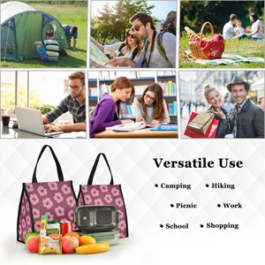 Bolsa Térmica para Almuerzo con Diseño Hawaiano de Flor de Hau Rosa, Bolsa Reutilizable para Preparación de Comidas, Bolsa Térmica con Velcro - Product Image 6