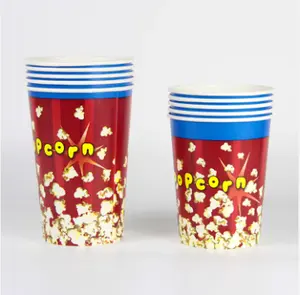 130Oz Papieren Popcorncontainers Bedrukt Solo Popcornbakken Wegwerp Popcorn Emmers