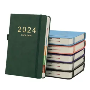 2024 Kleurrijke A5 Dagelijkse Planner Aangepaste Logo Print Agenda Pu Lederen Notebook Pennenhouder Dagboek Dagelijkse Business School Dagboek