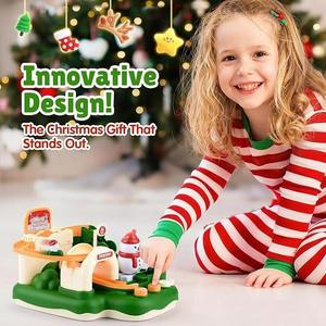 Juego de Construcción de Tren Magnético Pequeño con Rampa Temática de Muñeco de Nieve Navideño, Juguete Educativo de Aventura para Niños - Product Image 1
