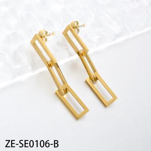 Joyería de Moda al por Mayor, Aretes Colgantes, Acero Inoxidable Chapado en Oro de 14K, Geométricos, Unisex, Zeadear ZE-SE0110 - Product Image 4