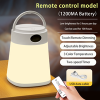 Lampe de chevet USB à LED Lampe de camping tactile Télécommande Recharge 1200mA Veilleuse de chevet à température tricolore