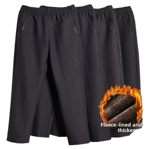 Pantalons décontractés doublés <span class=keywords><strong>en</strong></span> polaire grande taille pour femmes pantalons droits maman d'âge moyen pour le printemps automne hiver-transfrontalier - Product Image 1