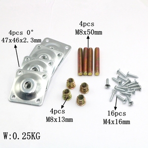 Angled kim loại gắn tấm cho đồ nội thất chân bao gồm 4 cái vít Móc áo 4 cái vít Nut 16 cái vít cho sofa bảng phần cứng - Product Image 6