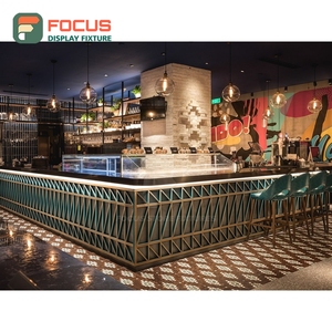 Integrated Coffee Merchandise Display Rack Wood Slat Panel Brand Logo Header Cafe Shelf Display Rack - Product Image 3