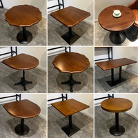 Tables hautes en bois massif pour restaurant occidental, pâtisserie, bar, design rétro nostalgique, pour repas décontractés et thé au lait mobile avec hot-pot