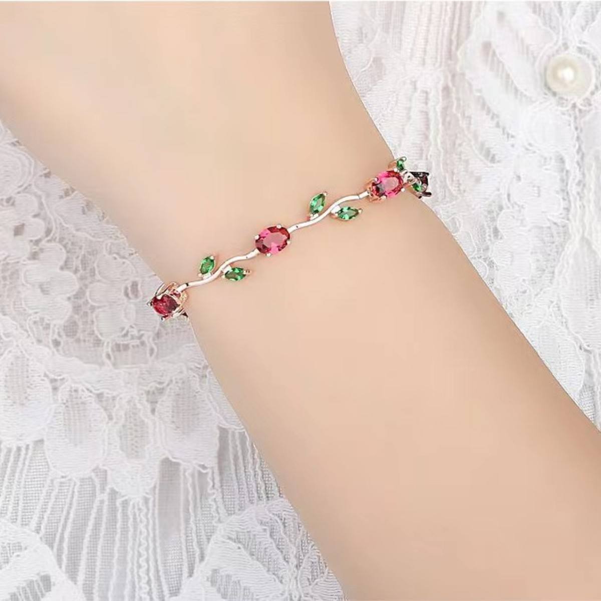 Silver-colored zircon bracelet