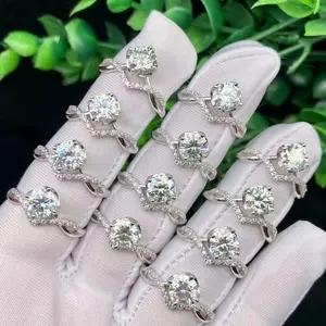 factory wholesale women's mosang diamond jewelry copper silver adjustable men's ring high quality shining mosang diamond ring