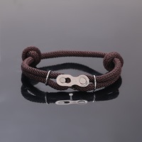Bracelet unisexe en corde nautique double couche en nylon milanais style punk rock avec fermoir magnétique en acier inoxydable, bijou chaîne de vélo