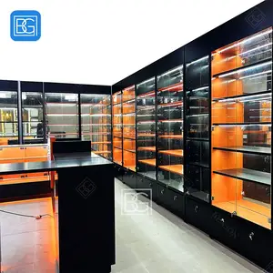 Wood Cabinets Store Cabinets Glass Retail Counter Tobacco Shop Interior Design Smoke Display Cigar Showcase