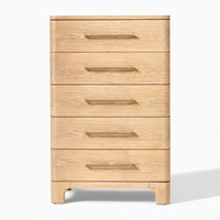 Cómoda de Madera de Diseño de Lujo con 5 Cajones, Cajonera Hecha a Mano en Madera de Roble