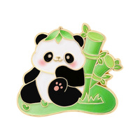 Lencana Buket Panda Kreatif Lucu Kartun Hewan Bunga Jinhua Hadiah Perjalanan Bros Logam Seng Berlapis Minyak untuk Pakaian dan Topi