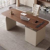 Bureau d'étude à domicile en bois crème moderne style rétro Bureaux vintage minimalistes de luxe pour table de consultation de salon de beauté