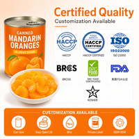 Jeruk Mandarin Kaleng Label Kustom 850g dalam Sirup Ringan Segmen Utuh untuk Ritel Pemasok Label Pribadi Ukuran Kustom