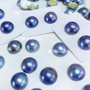 14 -15mm doğal deniz suyu Mabe inci japonya mavi mor yarı yuvarlak deniz Mabei gevşek inci küpe kolye takı toptan için - Product Image 3